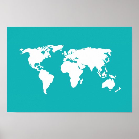 blauwe wereldkaart poster (Voorkant)