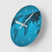  blauwe wereldkaart ronde klok (Hoek)