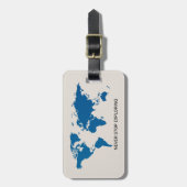 Blauwe Wereldkaart Stop Nooit Met Het Verkennen Va Bagagelabel (Voorkant verticaal)