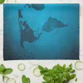  blauwe wereldkaart theedoek (Gevouwen)