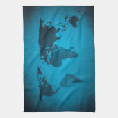  blauwe wereldkaart theedoek (Verticaal)