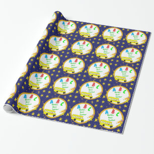 Blauwe wereld's beste schoolwerkerpapier cadeaupapier
