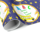 Blauwe wereld's beste schoolwerkerpapier cadeaupapier (Rol Hoek)