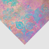 Blauwe werkbloemen met schuifwiel op Paarse loskop Tissuepapier (Detail)