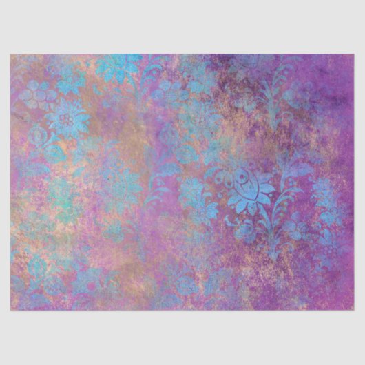 Blauwe werkbloemen met schuifwiel op Paarse loskop Tissuepapier (Voorkant)