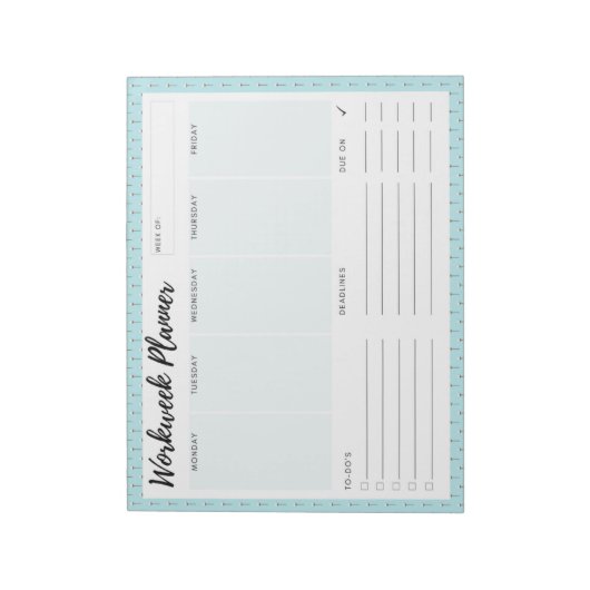 Blauwe werkweek Planner Notitieblok (Linkerzijde)