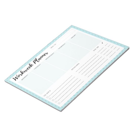 Blauwe werkweek Planner Notitieblok (Schuin)