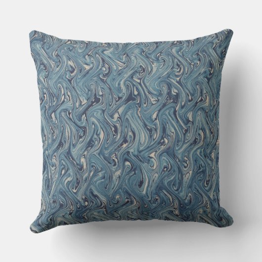 Blauwe wervelende golf ontwerp kussen (Achterkant)