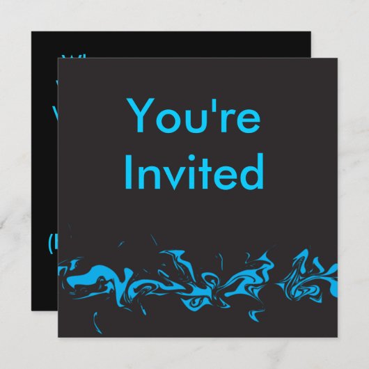 Blauwe wervelende uitnodiging (Voorkant / Achterkant)