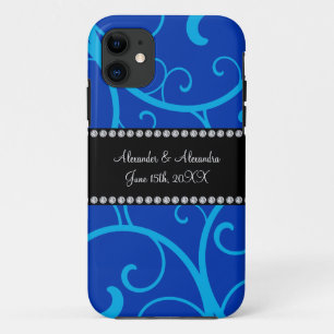 Blauwe wervelingen bruiloft gunsten iPhone 11 hoesje