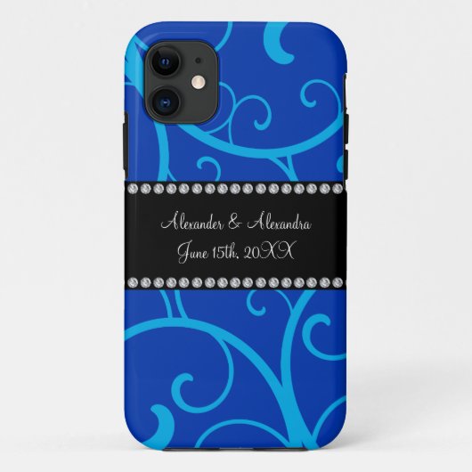 Blauwe wervelingen bruiloft gunsten Case-Mate iPhone case (Achterkant)