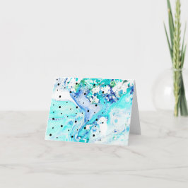 Blauwe wervelingen met polka dots notecard kaart