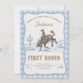 Blauwe Western Cowboy Eerste Rodeo Uitnodiging  (Voorkant)