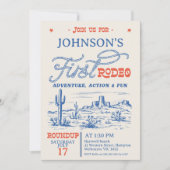  Blauwe Westerne Woestijn Rodeo 1e verjaardag Kaart (Voorkant)