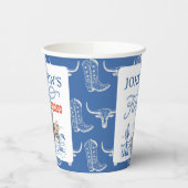 Blauwe Westerne Woestijn Rodeo 1e verjaardag Papieren Bekers (Links)