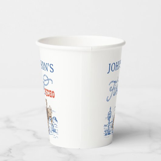  Blauwe Westerne Woestijn Rodeo 1e verjaardag Papieren Bekers (Rechts)