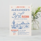  Blauwe Westerne Woestijn Rodeo 3e verjaardag Kaart (Staand voorkant)