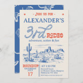  Blauwe Westerne Woestijn Rodeo 3e verjaardag Kaart (Voorkant / Achterkant)