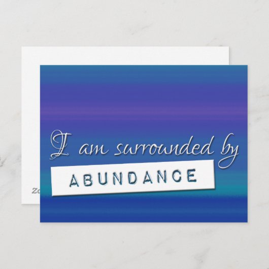 Blauwe Wet van de Bevestiging van de Overvloed van Briefkaart (Voorkant / Achterkant)