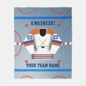 Blauwe Wh | Oranje ijskap-roze | Player Jersey Fleece Deken (Voorkant)