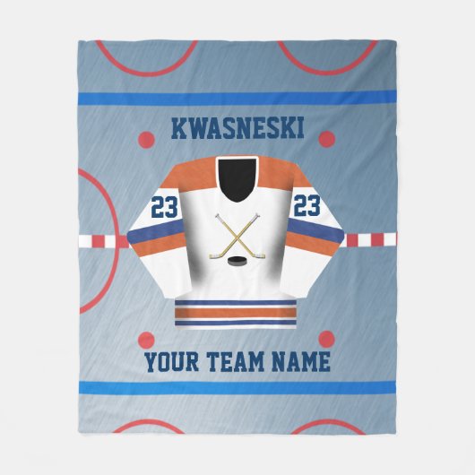 Blauwe Wh | Oranje ijskap-roze | Player Jersey Fleece Deken (Voorkant)