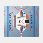 Blauwe Wh | Oranje ijskap-roze | Player Jersey Fleece Deken (Voorkant (Horizontaal))