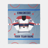 Blauwe Wh | Rink met rode ijskap | Player Jersey Fleece Deken (Voorkant)