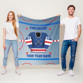 Blauwe Wh | Rink met rode ijskap | Player Jersey Fleece Deken