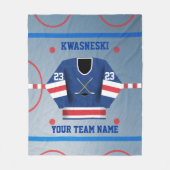 Blauwe Wh | Rink met rode ijskap | Player Jersey Fleece Deken (Voorkant)