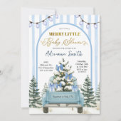 Blauwe Whimsical Strepen Blij Klein Babyshowerfees Kaart (Voorkant)