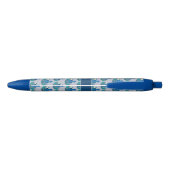 Blauwe Whimsical Vogel Patroon Pen met Naam (Achterkant)