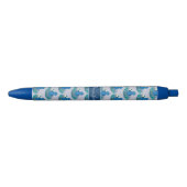 Blauwe Whimsical Vogel Patroon Pen met Naam (Voorkant)