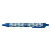 Blauwe Whimsical Vogel Patroon Pen met Naam (Bodem)