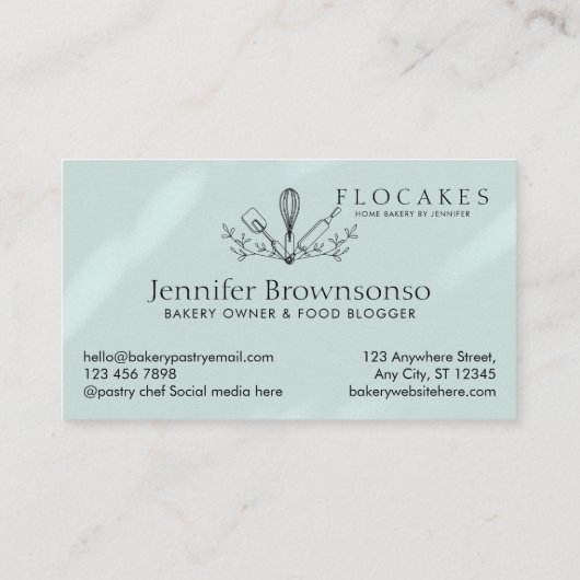 Blauwe Whisk Gebak Chef Home Bakkerij Cafe gebak Visitekaartje (Achterkant)