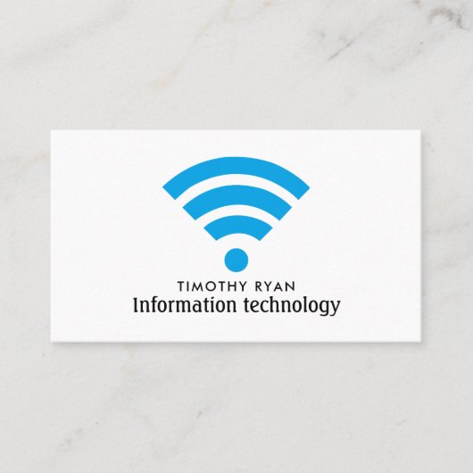 Blauwe Wi-Fi Logo, Informatietechnologie, Computer Visitekaartje (Voorkant)