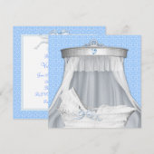 Blauwe wieg baby jongens douche kaart (Voorkant / Achterkant)
