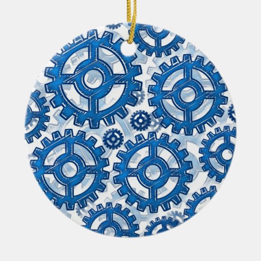 Blauwe wielen keramisch ornament (Voorkant)