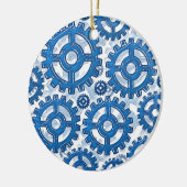 Blauwe wielen keramisch ornament (Links)