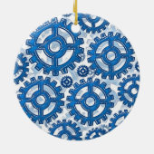 Blauwe wielen keramisch ornament (Achterkant)