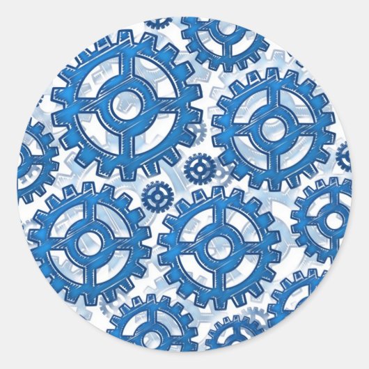 Blauwe wielen ronde sticker (Voorkant)