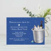 Blauwe wijn en Baby flessen Snip en zie Baby showe Kaart (Staand voorkant)