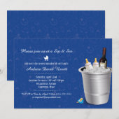 Blauwe wijn en Baby flessen Snip en zie Baby showe Kaart (Voorkant / Achterkant)