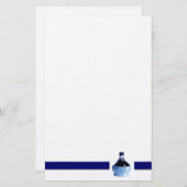 Blauwe wijnfles briefpapier (Voorkant / Achterkant)
