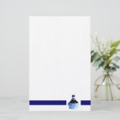 Blauwe wijnfles briefpapier (Staand voorkant)