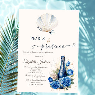 Blauwe wijnrozen schelpen parels & Prosecco  Kaart