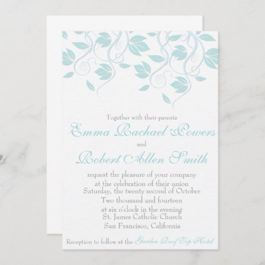 Blauwe wijnstokken - Uitnodigingen voor weduwen (Voorkant / Achterkant)