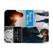 Blauwe wijzigingsdatum Sla onze nieuwe huwelijksfo Magneet (Horizontaal)