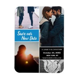 Blauwe wijzigingsdatum Sla onze nieuwe huwelijksfo Magneet