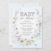 Blauwe Wildbloem Baby in Bloom Baby shower Kaart (Voorkant)