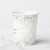 Blauwe Wildbloem Baby shower Baby in Bloom Papieren Bekers (Achterkant)